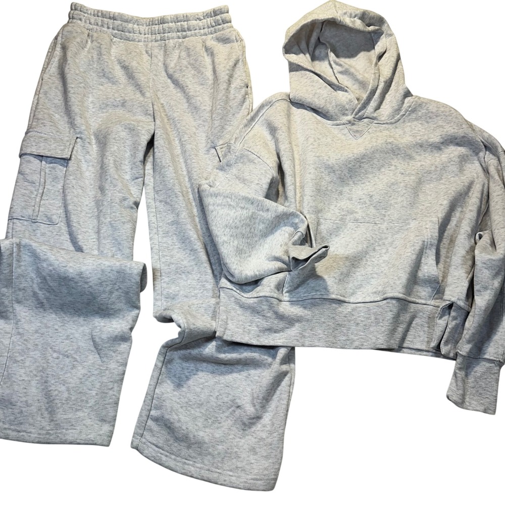Better Together Hoodie and Cargo Sweatpants Set Women M Grey Athleisure Lounge